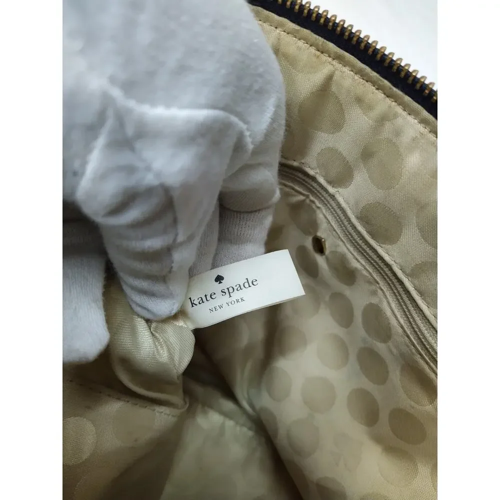 Kate Spade New York Midnight Blue Leather Double Handles Zipper Satchel Bag